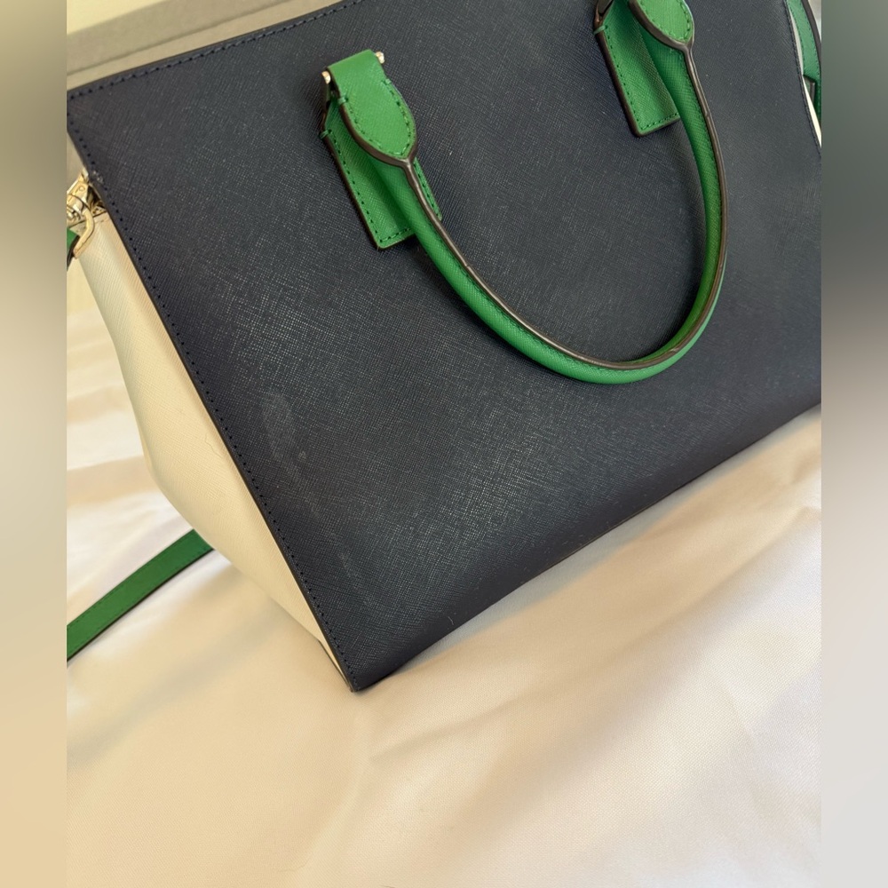 Kate Spade Navy Blue and Green Satchel - Picture 3 of 7